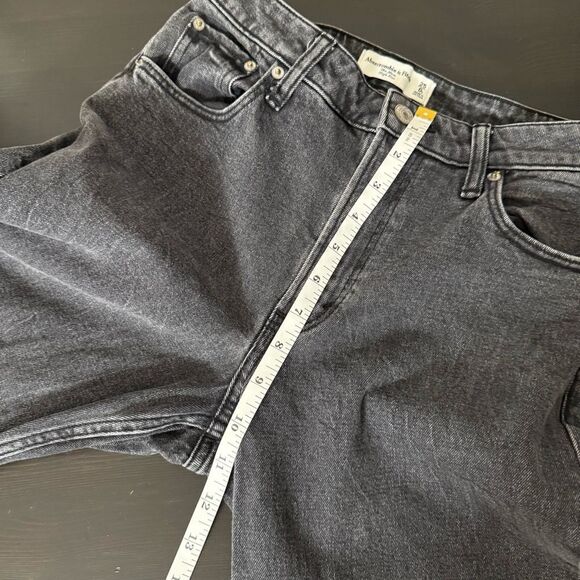 Abercrombie & Fitch The Mom High Rise Jeans Sz 25 0L Black Curve Love Denim - Picture 12 of 13